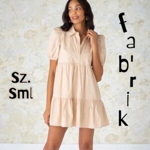 fab'rik Beige Mini Havana Dress Sz.Sml